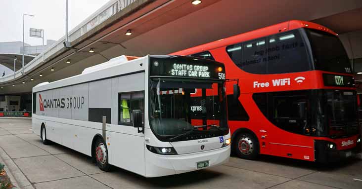 QANTAS Melbourne Airport Scania N280UB Volgren Optimus 509 & Skybus 111